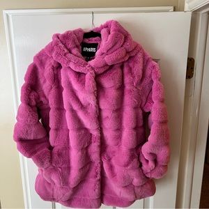 Apparis Pink Faux Fur puffy jacket NWT size M